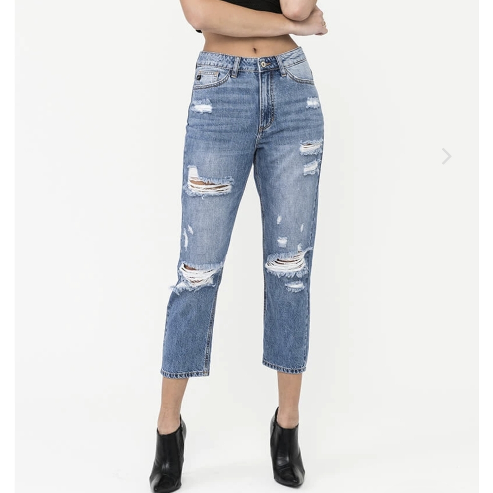 Kancan Eva Super High Rise Straight Mom Jeans 26